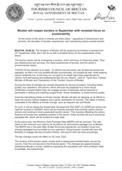 Erhöhung Tourismus-Abgabe Bhutan auf US$ 200 pro Tag (Sustainable Development Fee Bhutan)