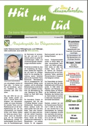 Die Ansicht der Titelseite der Zeitung "Hüt un Lüd", gesetzt bei Astrid Röben Printmedien in Neuenkirchen.
