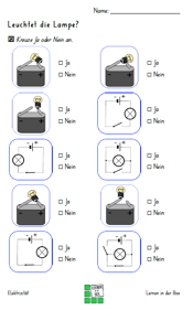 Arbeitsblatt: Leuchtet die Lampe?