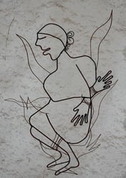 dessin sur la bordure d'un document montrant une personne au bûcher