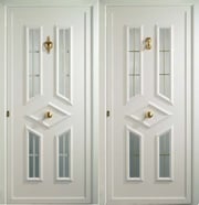 Puerta entrada aluminio cuatro vidrios