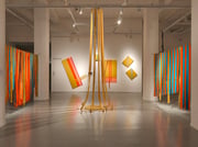 PRESENTES- SERIE MUTACIONES DEL ESPIRITU- 132 Cintas manufacturadas, madera, abrojos, hilos, acrílico sobre lienzo. Instalación de medidas variables. 2025- ©María de la Vega | SpiritusDLV