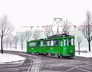 Bild Nr. 29: Einsatzkurs der Linie 6 in der Allschwilerstrasse im Jahre 1966, 100x80 - auch als Ansichtskarte erhältlich unter  «www.tramoldtimer-basel.ch»