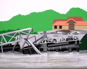 Bild Nr.25: Das grösste Eisenbahnunglück der Schweiz vom 14.Juni 1891 in Münchenstein bei Basel, 100x80 (siehe Bild Nr.87 unter Ansichtskarten)