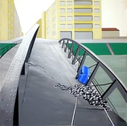 Bild Nr.18: Einsturz der Wiesenbrücke während des Abbruchs 1960, 80x80 (siehe Foto Nr.19 unter Fotogalerie «Brücken in Basel»)