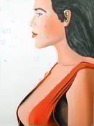 Frau in rotem Kleid, 70x100