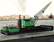 Bild Nr. 15: Die Rheinhäfen in Basel unter dem gemeinsamen Titel «Die Schönheit der Technik»,  50x40. (Der Dampfschwimmkran Nr.7 der Gebrüder Meyer Bauunternehmung Köln, in Basel)