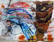 "Lang her #10", 2017, MT und Collage auf Papier, ca. 18x23,5cm