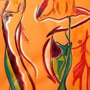 Aquarell auf Tonpapier, Titel: Soirée (Ausschnitt), ca. 100 x 50, 2015, www.artboxmunich.de