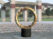 "Circle - harmony  (C-10)"　　　　　　　　　　H.200x145x60cm / brass, stainless steel / 1994 / Takasuaobadai New Town, Fukuoka, Japan