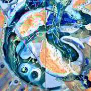 "EARTH FROM ABOVE" diptych  (27x24)  (mixed oil/water media on glass) Exclusively at Wertheim Contemporary (808) 573-5972 