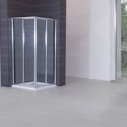 MAMPARA DE DUCHA MODELO "DONOSTI". Angular de ducha con 2 hojas fijas y 2 correderas.