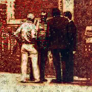 "Agenten", 2014, Öl auf Leinwand, 75 x 70 cm