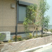 外構・エクステリア工事施工例　メッシュフェンス　シマトネリコ植栽