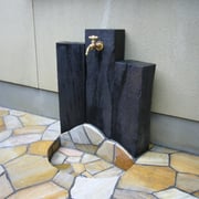 外構・エクステリア工事施工例　枕木による立水栓
