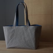『recta bag』　grey-beige/blue　持ち手肩掛け仕様