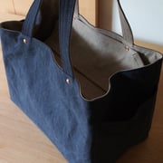 『recta bag』　navy/grey-beige　持ち手肩掛け仕様