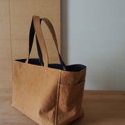 『recta bag』　camel/navy　持ち手肩掛仕様