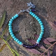 Turquoise, amethyst with sterling silver clasp $45