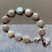 Freshwater coin pearls with sterling silver clasp $44