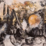 Golden Age, Charcoal, oil and gold leaf on canvas - SOLD