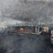 Catherine Mulligan, "Camden Parking Lot",  16" x 20”, oil on masonite              