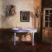 Tezh Modarressi, "Coincidence", 4" x 4", oil