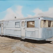Robert Waddington, "Gray Marina Trailer Home", watercolor, 8" x 10"
