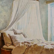 Tezh Modarressi, "I'm Not Going Anywhere", 13" x 10", oil