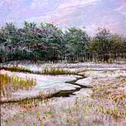 David Bottini, "Winter Field", 8” x 6”, acrylic on hardwood