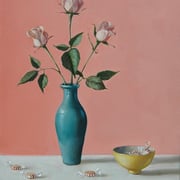 Nancy Bea Miller, "Pink Roses with Mints", 24” x 18”, oil on canvas