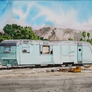 Robert Waddington, "Bakersfield Trailer Home", watercolor, 8" x 10"
