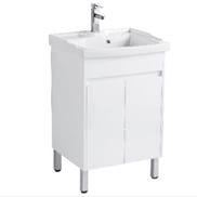 Ceramic Laundry Basin with 600mm PVC Waterproof Cabinet & Soft closing doors 600x480x880mm