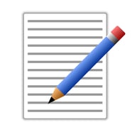 Weißes Blatt Papier mit Zeilen und einem blauen Stift