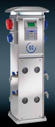 Torretas de suministro de agua y luz con sistema Easy (pre-pago) de servicios para Puertos