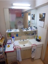 洗面化粧台　TOTO　Vシリーズ　リフォーム前