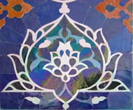 Panneau de mo'arraq ornant l'entrée du Gur Emir, le tombeau de Timour à Samarcande (XIVème s ap J.C.) (C.Ollagnier, 2008)