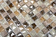 Mosaico Marmo Vetro 15mm Cub Mix Emperador Chiaro