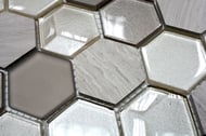 Mosaico 3D Hexagon marmo vetro Grigio