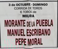 Toros de Miura pour Morante de la Puebla, Manuel Escribano et Pepe Moral (sobrero de Vigen Maria)