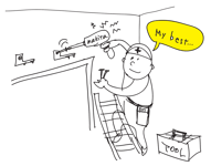 職人が、取り付けイメージのイラスト