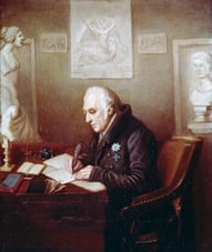 Wilhelm von Humboldt an seinem Schreibtisch in Tegel, privat