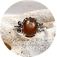 Damen Ringe mit rot braunen Edelsteinen wie Tigerauge und Sonnenstein in Silber
