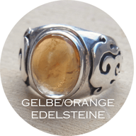 Handgefertigte Damen Ringe mit gelben und orange farbigen Edelstein in Silber