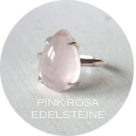 Damen Ringe mit rosa Edelstein Cabochon in Silber - Unikate