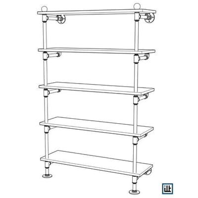 Wandregal aus Rohren im Industriestil
