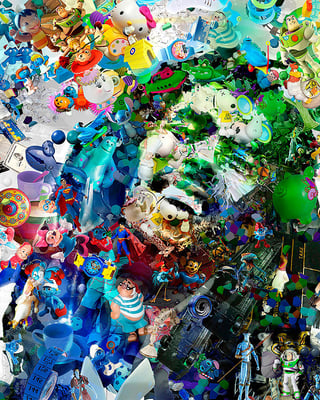 Ilusión Óptica Bob Marley / Arte Digital sobre retablo en madera con acabado en resina / 1.50 x 1.22 mts / DISPONIBLE