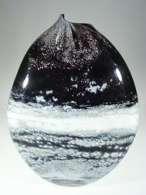 Xavier de Mirbeck, Studioglas, geblasene Kunst, Landschaft, Vase, schwarzweiss, Paris
