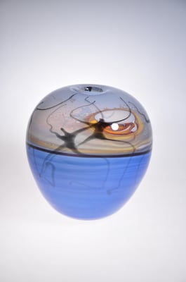 Theo Sellner, Studioglas, Glaskunst, glassart, blownart, blownaway, Glashütte Alte Kirche, Lohberg, Bayerischer Wald, Arber, Vase, Vessel, Skulptur