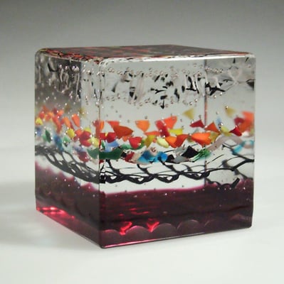 Bernd Lichtenstein, Studioglas, Fusing, Schliff, Paperweight, Briefbeschwerer, Kunsthandwerk